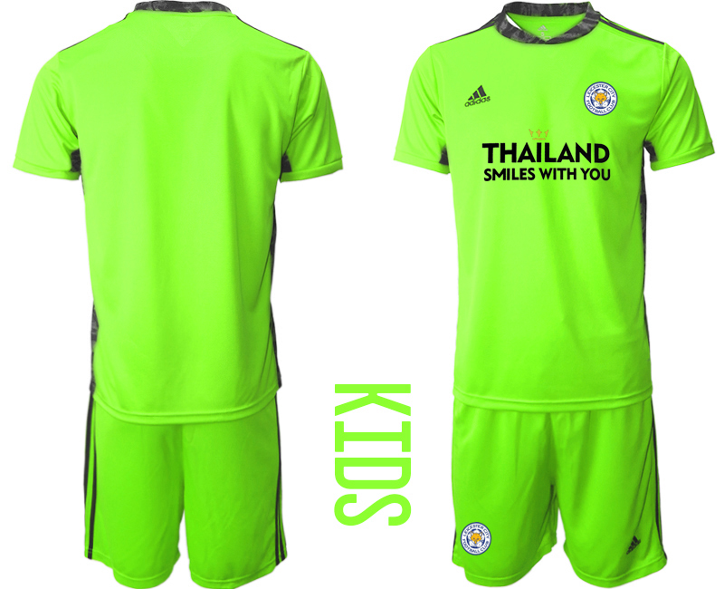 Youth 2020-2021 club Leicester City green goalkeeper blank Soccer Jerseys->leicester city jersey->Soccer Club Jersey